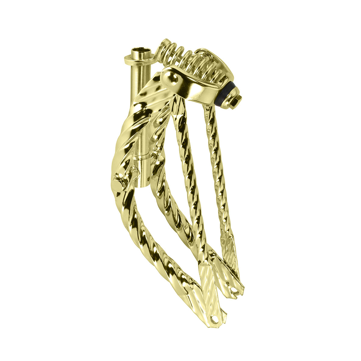 12 Lowrider Bent Square Twisted Spring Fork 1 Inch Gold.
